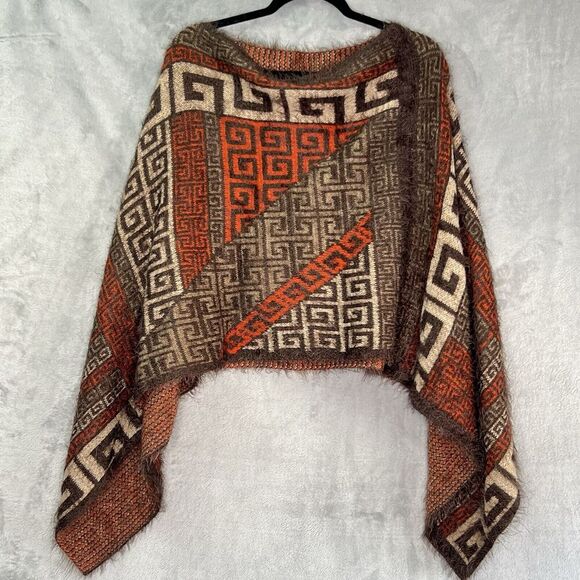 Western Tribal Aztec Fuzzy Soft Shawl Wrap poncho OS - Picture 7 of 9